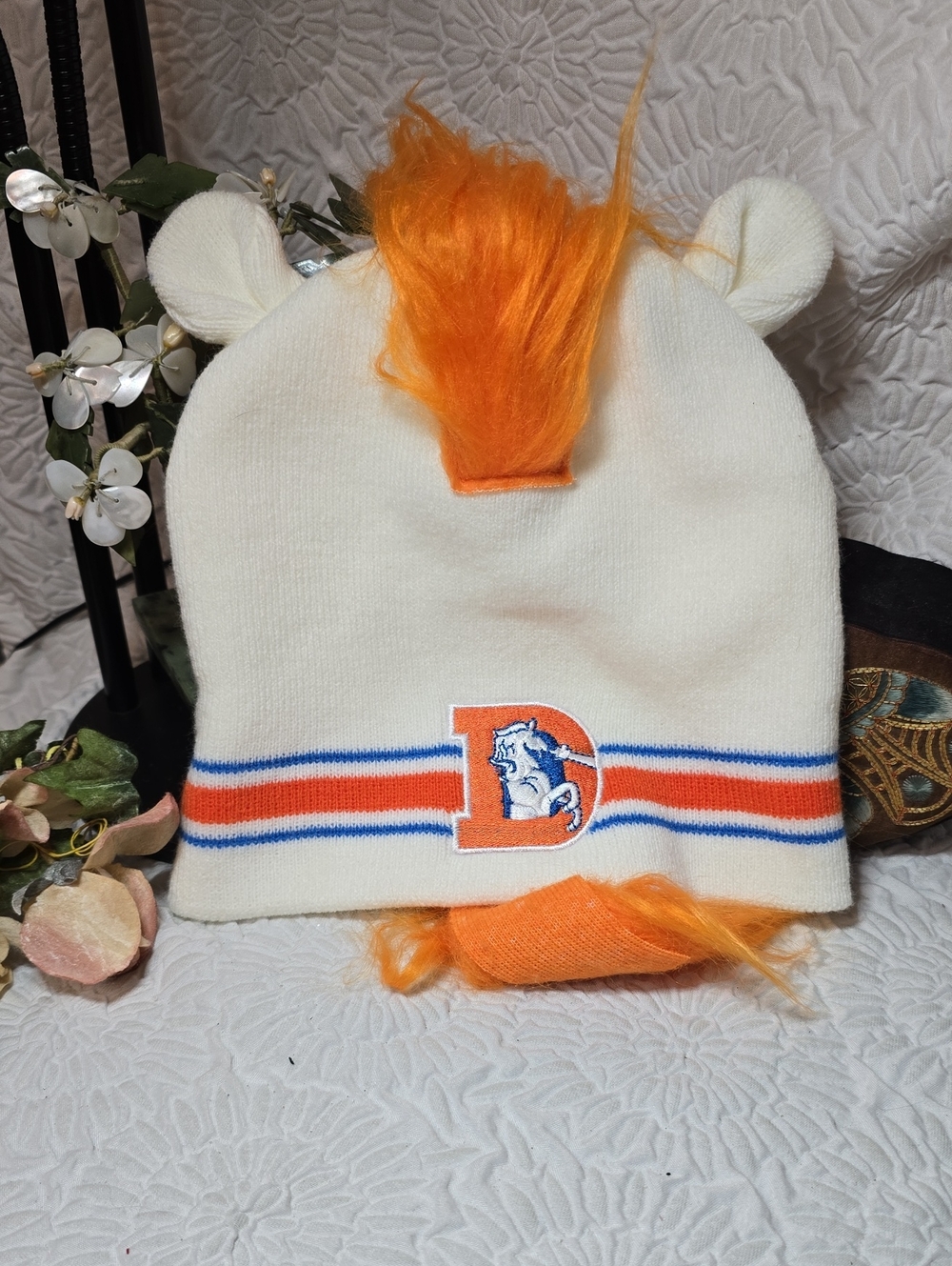 Denver Broncos "Miles" Mascot Mane Beanie Hat, Rare Game Day GIVEAWAY
